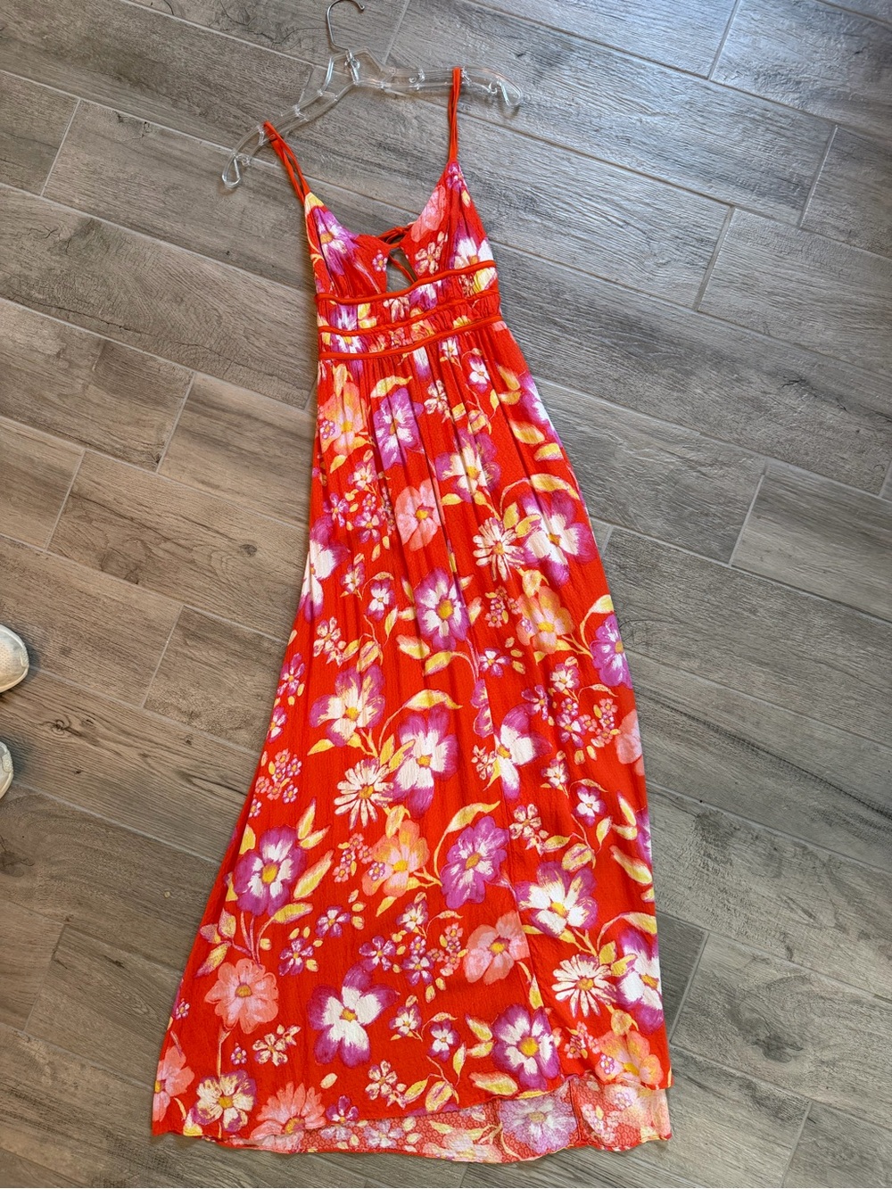 Free People Red and Pink Tie-Dye Drawstring Bag